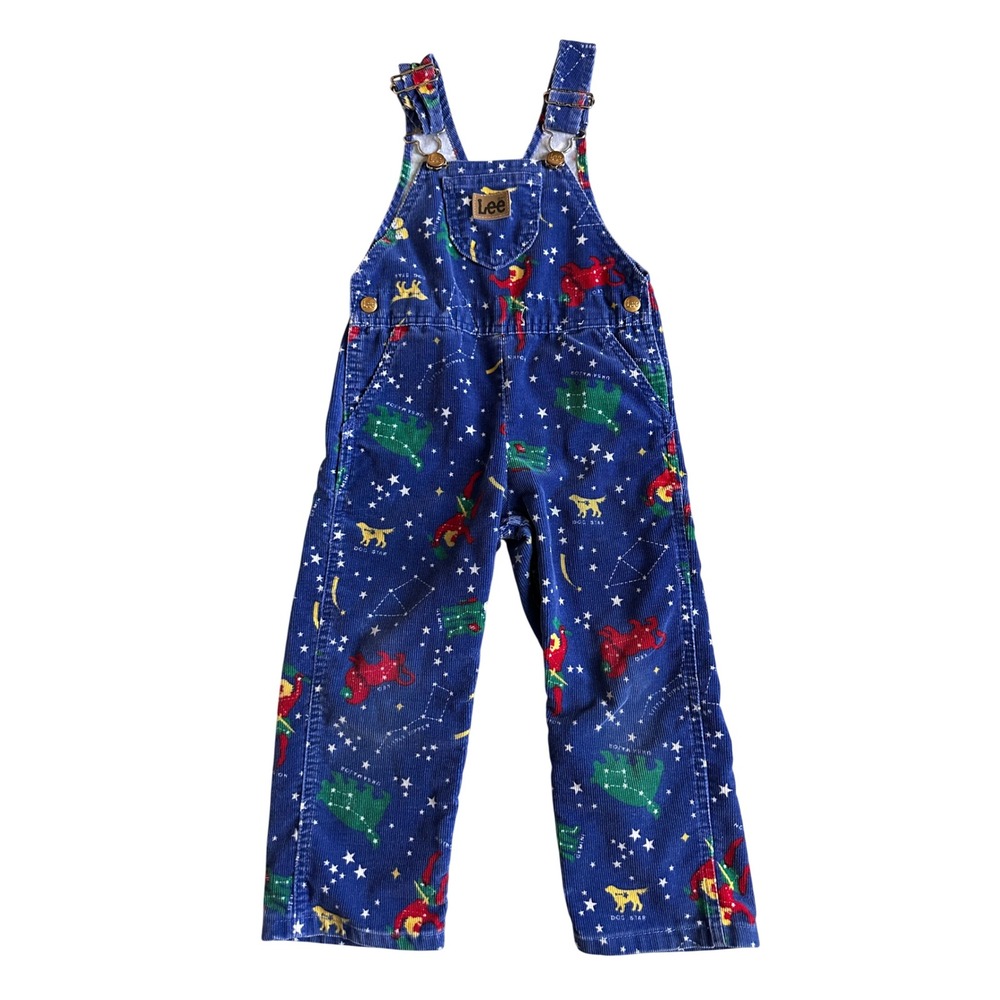 Vintage Lee Constellation Corduroy Overalls Toddler 4T Bibs Celestial Astrology